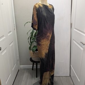 Zara Maxi Dress in Gold and Brown Tye dye